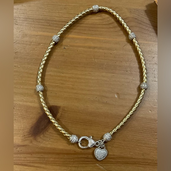 Judith RipkaBella Luca braided gold faux leather Rhodium over sterling necklace - Picture 2 of 7